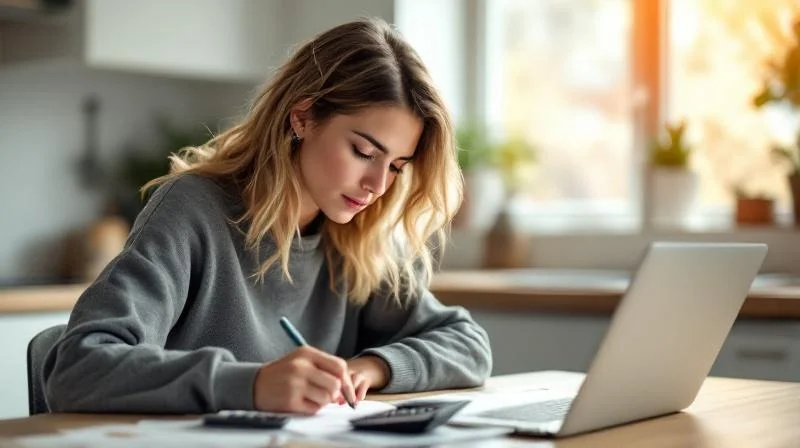 Frau mit IHK-Unterlagen in einem hellen Buero in Gera